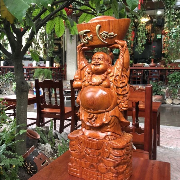 Tượng Phật Di Lặc gỗ hương tạc thủ công