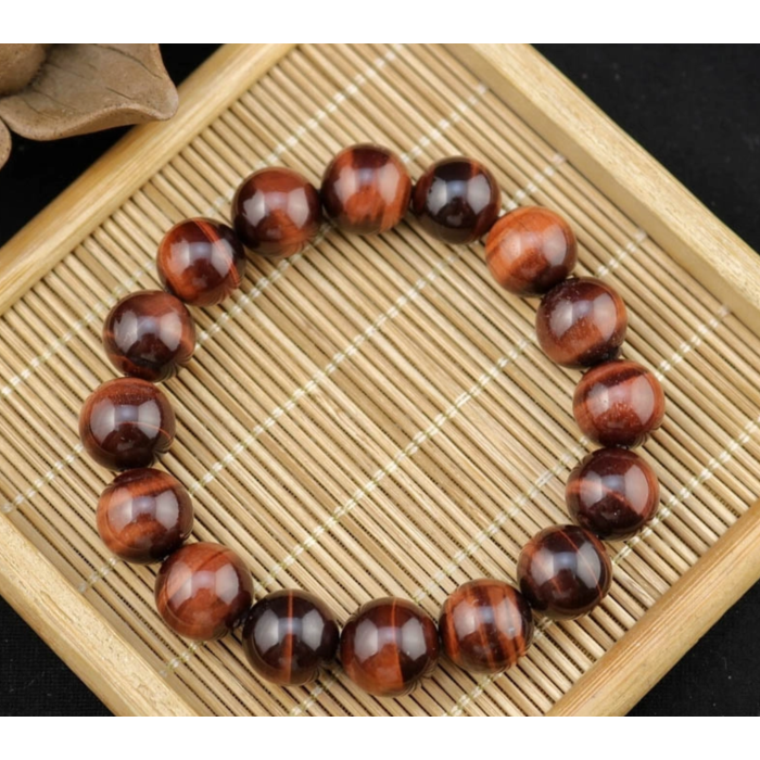 Vòng tay đá mắt hổ vàng nâu 12mm